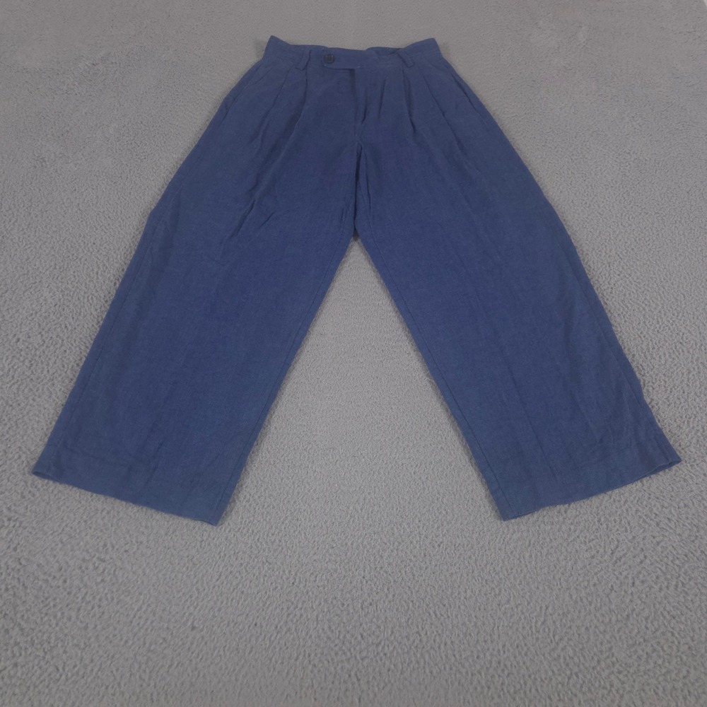 Banana Republic Pants Womens 6 Petite Linen-Blend Wide-Leg Pleated‎ Herringbone